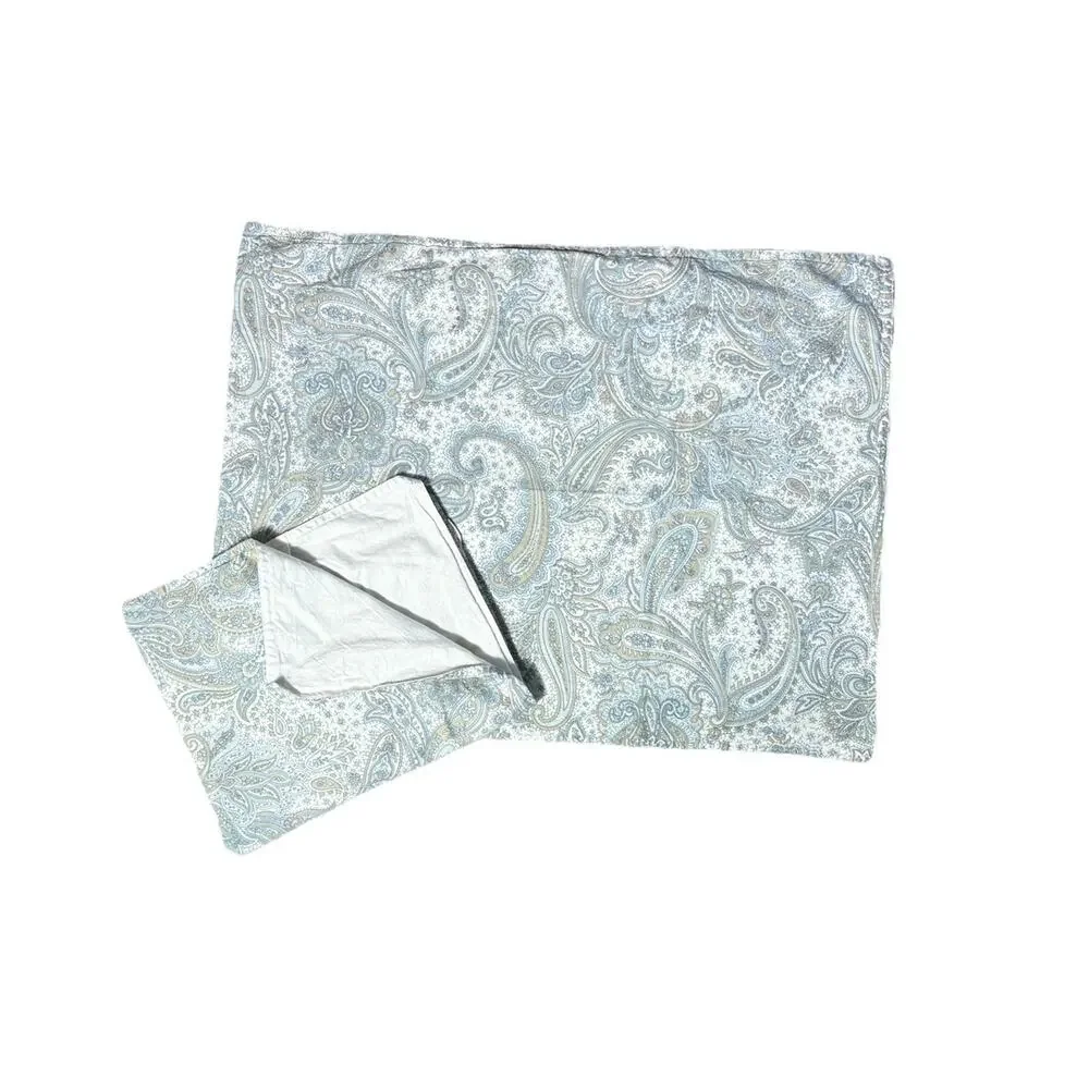 Harbor House Luxury Duvet Cover Set Twin Blue Beige Paisley Cotton Pillowcases